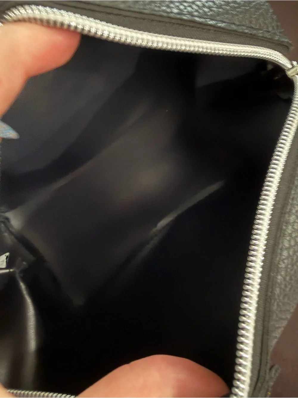 Classic Black Women's Pebbled faux leather cosmetic bag
